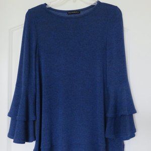 Gorgeous Blue Nally & Millie Tunic with Bell Flutter Sleeves - XS